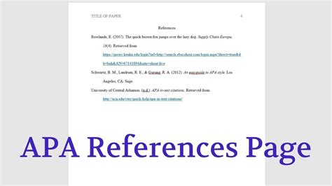 Apa In Microsoft Word The References Page Step 6 Youtube