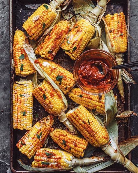 Place parchment liner on a large baking pan. Oven roasted corn - Best of Vegan