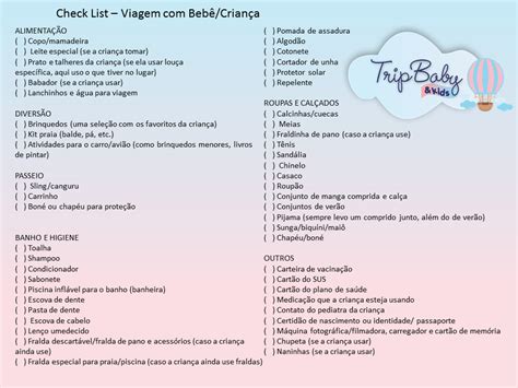 Check List para Viajar Bebê e Criança Viajar bebê Fazer as malas de viagem Dicas