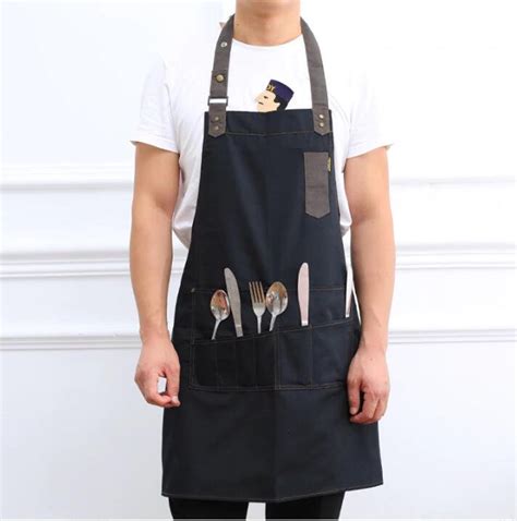 Cooking Canvas Kitchen Apron For Men Chef Cafe Shop Bbq Etsy