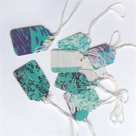 Gift Tags 12 Turquoise Aqua Teal Assorted Patterns Recycled Paper