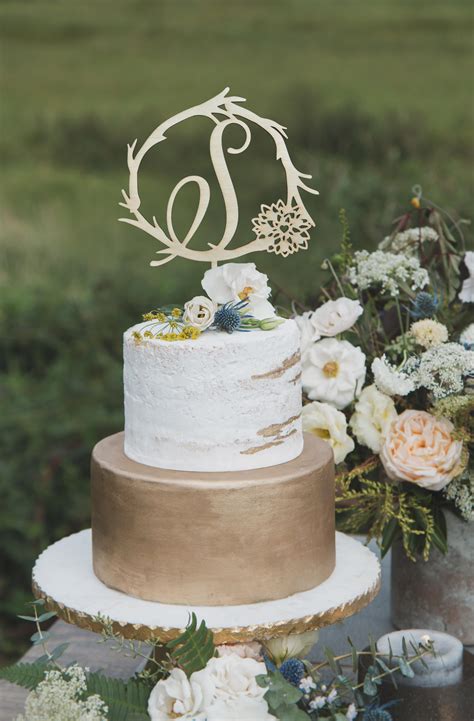 Rustic Monogram Cake Topper Thistle And Lace