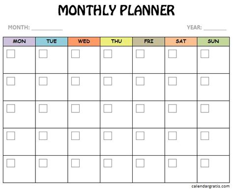 Printable Monthly Planner Template Full Month Schedule Maker Template
