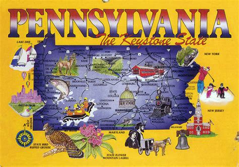 Large Tourist Map Of Pennsylvania State Pennsylvania State Usa