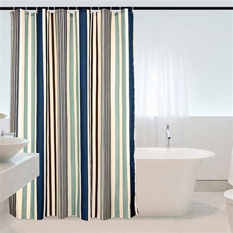 Vertical Stripes Elegant Polyester Fabric Shower Curtain Mildew Resistant Washable Bathroom