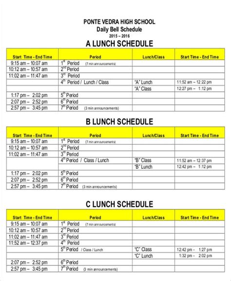 8 Lunch Schedule Templates Sample Examples Free And Premium Templates