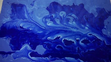 Fluid Abstract Painting In Blue Fascinating Pattern With