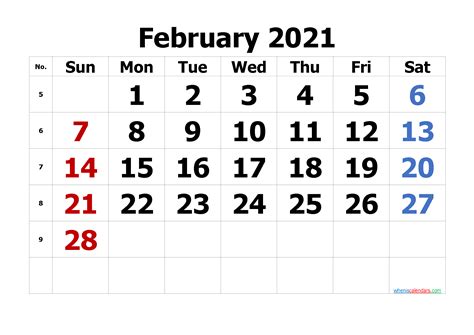 Free Printable Calendar Templates Feb 2021 Bmp Dungarees
