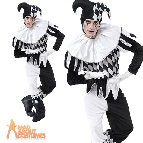 Details About Adult Male Harlequin Costume Jester Joker Halloween Horror Carnival Fancy Dress