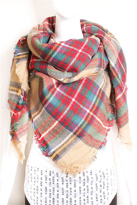 Woven Plaid Blanket Scarf Scarves