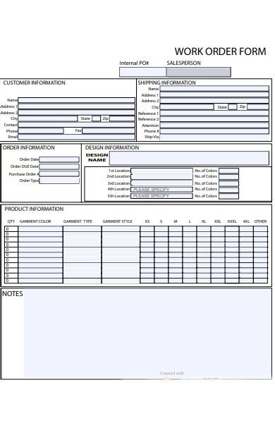 Free 50 Work Order Forms In Pdf Ms Word Doc