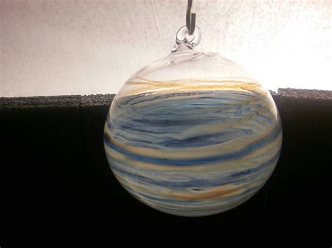 Hand Blown Glass Globe Hanging Ornament Medium Blue Color And Etsy