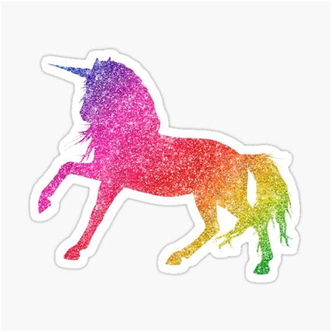 Rainbow Glitter Sparkle Unicorn Sticker For Sale By Colorflowart