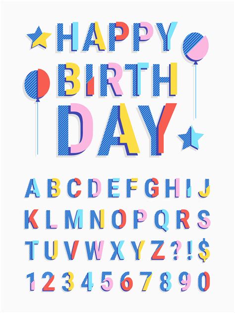 Sliced Striped Geometric Font With Text Happy Birthday 251499 Vector