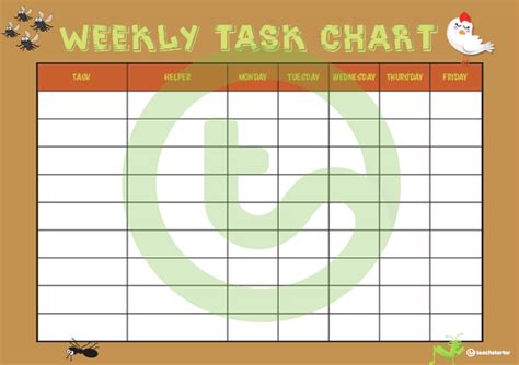 Animals Weekly Task Chart Teach Starter