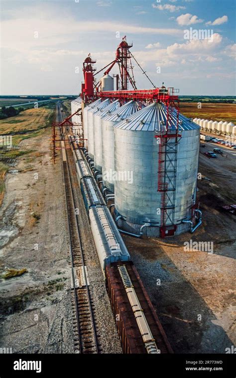 Aerial Of Grain Elevators Yorkton Saskatchewan Canada Stock Photo Alamy