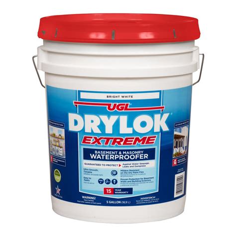 This low odor, masonry paint is formulated for waterproofing above and below grade basement walls, masonry walls, retaining walls, cinder and concrete blocks, stucco and brick. DRYLOK Extreme Basement Masonry Waterproofer 5 Gal. Mildew ...