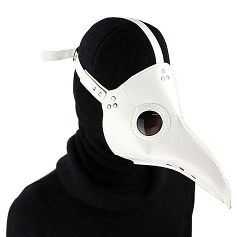 White Pu Leather Long Beak Plague Bird Doctor Mask Gothic Rock Cosplay