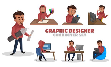 Premium Vector Illustration Of Graphic Designer Character Set
