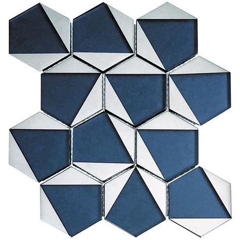 Blue Deco Hex Glass Mosaic Tile Tile Club Tile Club Glass Mosaic Tiles Mosaic Tiles