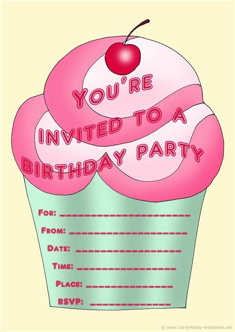 Free Printable Cupcake Invitations
