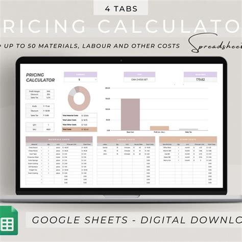 Product Pricing Calculator Pricing Spreadsheet Small Business - Etsy