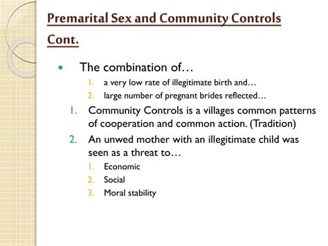 Ppt Premarital Sex And Community Controls Powerpoint Presentation Free Download Id 2194673