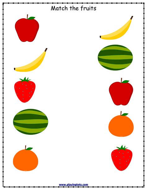 Free Fruits Matching Printable Worksheet For Toddler Preschool