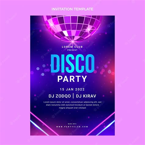 Free Vector Realistic Neon Disco Party Invitation Template