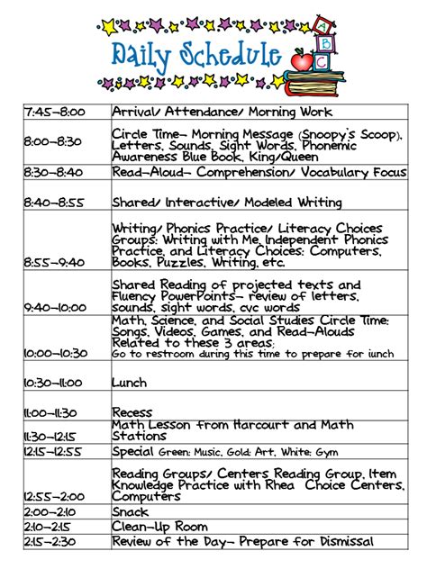 Kindergarten Daily Plan Template Eugene Glovers Kindergarten Worksheets