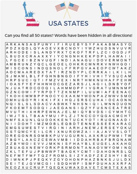 14 Challenging 50 States Word Searches Kitty Baby Love