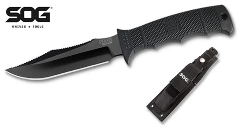 Sog Knives E37sn Seal Pup Elite 485 Black Tini Finish Plain Edge