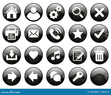 Web Buttons Black Stock Vector Illustration Of Contour 158740467