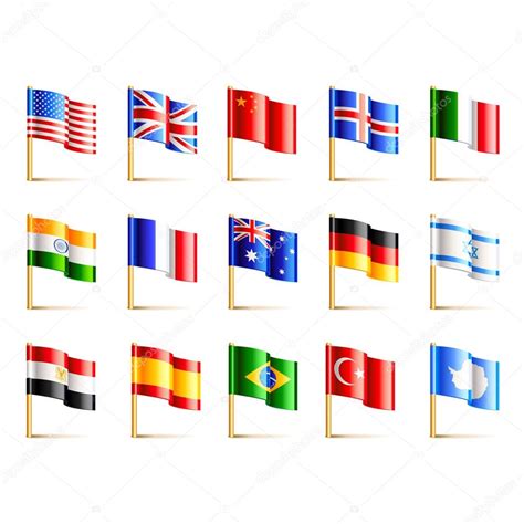 Países Do Mundo Bandeiras ícones Vector Set — Vetor De Stock