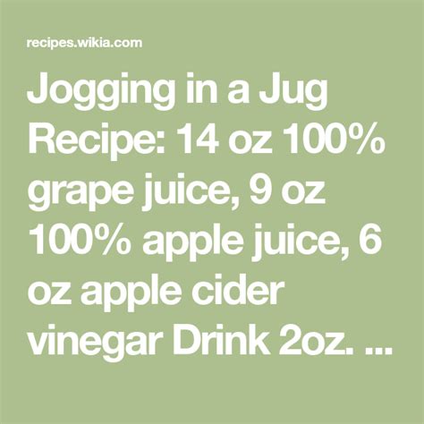 Jogging In A Jug Jogging In A Jug Apple Cider Vinegar Drink Healthy
