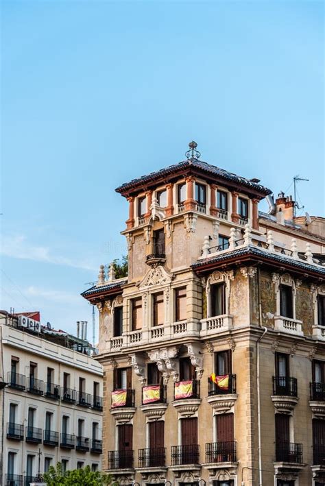 Colorful Old Buildings In Historic City Centre Of Madrid Stock Image