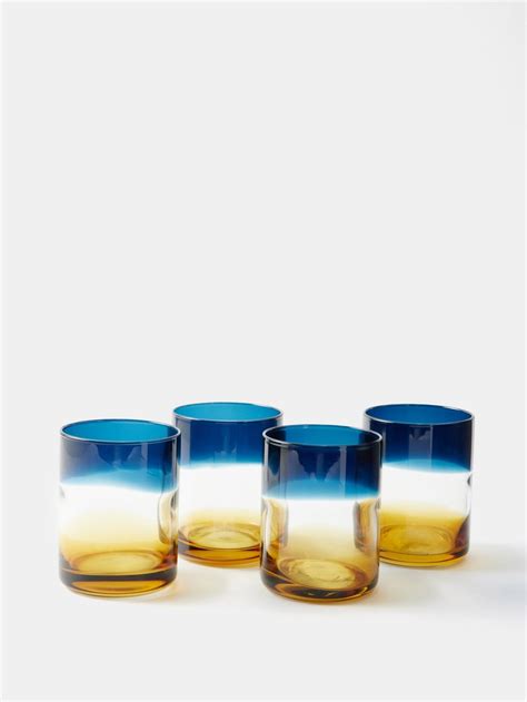 Blue Multi Set Of Four Ombre Stripe Glasses The Conran Shop Matchesfashion Us