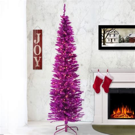 National Tree Company Pre Lit Artificial Christmas Tree Pink Tinsel