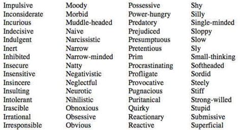 Negative Personality Adjectives Personality Adjectives Adjectives