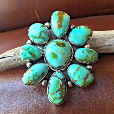 Handmade Statement Sterling Natural Huge Royston Turquoise Cluster Rin