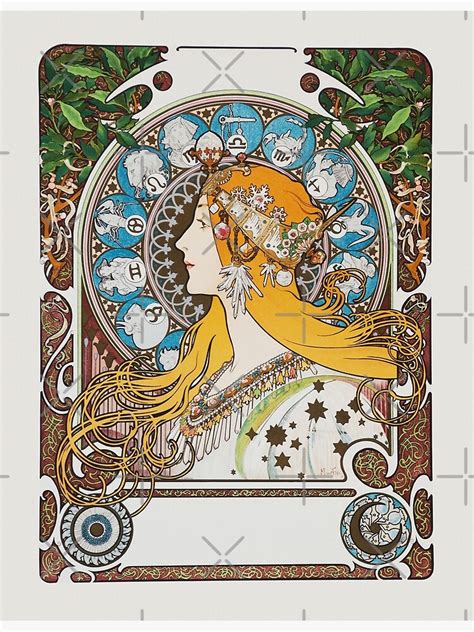 Alphonse Mucha Zodiac Calendar For La Plume 1897 Vintage Art Nouveau