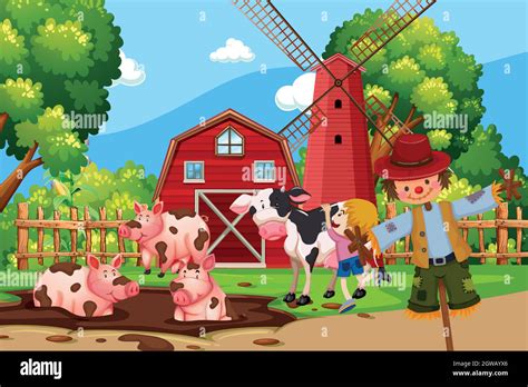 Cartoon Rural Scene Farm Animals Hi Res Stock Photography And Images