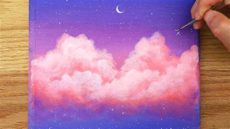 Dreamy Pink Clouds ☁️ Step By Step Acrylic Painting 149 Youtube