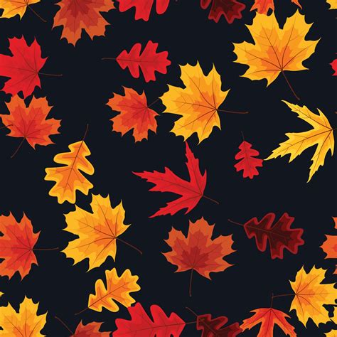 Autumn Seamless Pattern Background With Falling Leaves Vector