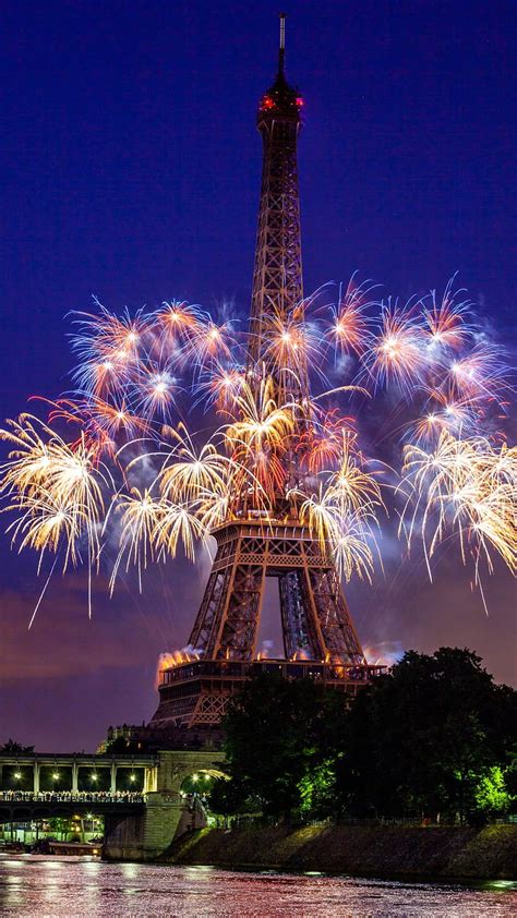 Paris Eiffel Fireworks France Love Night Tower Hd Phone