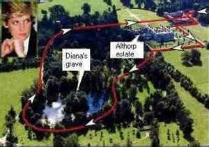 Althorp estate, where the late princess is buried, said the natural growth. of the grave site and the island on which Princess Diana ...