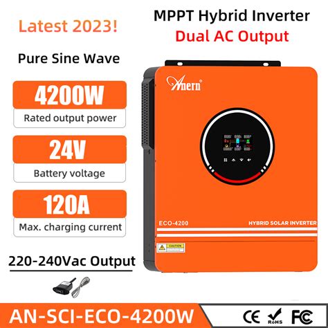 42kw62kw Mppt Off Grid Hybrid Inverter 24vdc48vdc 230vac Pv Panel