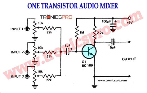One Transistor Audio Mixer Circuit Diagram Tronicspro