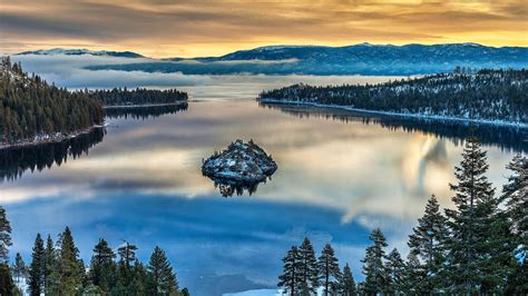 Emerald Bay With Fannette Island In Morning Lake Tahoe Sunrise