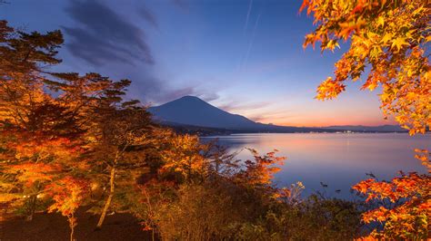 Mount Fuji View During Autumn From The Shore Of Lake Yamanaka Japan